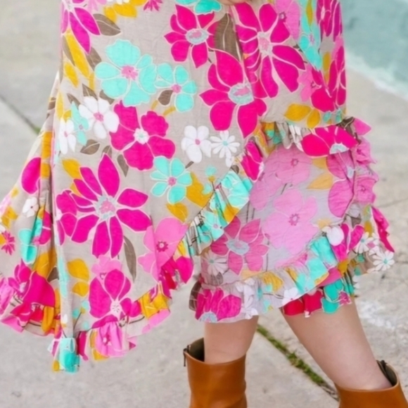 Floral Ruffle Hem Midi Dress - Picture 3 of 4